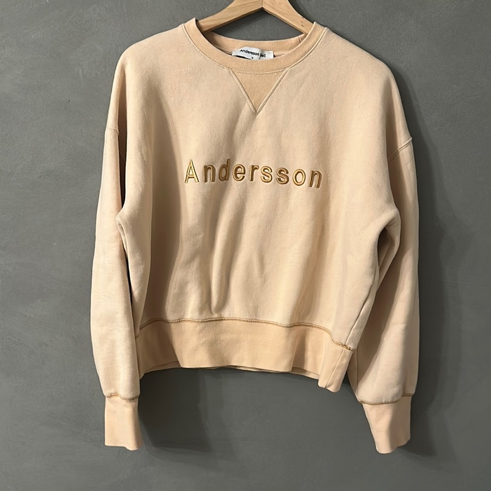 Cream Crew Neck Sweater with Ribbed Details